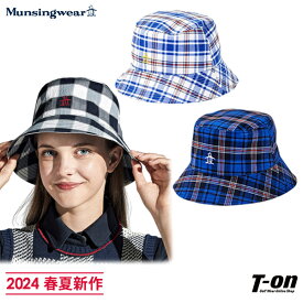 【ポイント10倍 5/27 12:59迄】マンシングウェア Munsingwear メンズ レディース ハット バケットハット Kinloch Andersonコラボ キンロックアンダーソン シアサッカー素材 タータンチェック柄 ワンポイントロゴ 2024 春夏 新作 ゴルフ