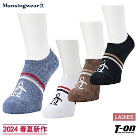 【ポイント10倍 5/27 12:59迄】マンシングウェア Munsingwear レディース ソックス スニーカーインソックス アンクル丈 ペンギンジャガード 配色ラインデザイン 2024 春夏 新作 ゴルフ