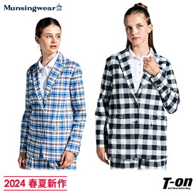 マンシングウェア Munsingwear レディース ジャケット テーラードジャケット Kinloch Andersonコラボ キンロックアンダーソン ストレッチ シアサッカー素材 チェック柄 M～3Lまで 【送料無料】 2024 春夏 新作 ゴルフウェア