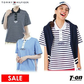 トミー ヒルフィガー ゴルフ TOMMY HILFIGER GOLF 日本正規品 レディース ポロシャツ 半袖 リラックスシルエット 吸水速乾 ボーダー柄 ゆったり サイドラインデザイン リングボタン 【送料無料】 2024 春夏 新作 ゴルフウェア