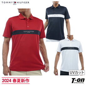 トミー ヒルフィガー ゴルフ TOMMY HILFIGER GOLF 日本正規品 メンズ ポロシャツ 半袖 UVカット 吸水速乾 ストレッチ 配色ライン切替 ロゴプリント M～3Lまで 【送料無料】 2024 春夏 新作 ゴルフウェア