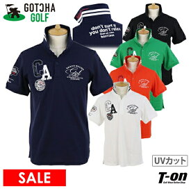 ガッチャ ガッチャゴルフ GOTCHA GOLF メンズ ポロシャツ 半袖 UVカット 抗菌防臭 鹿の子素材 ワッペンデザイン 衿裏ラインプリント ロゴ刺繍 M～4Lまでご用意 2024 春夏 新作 ゴルフウェア