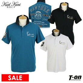 カール カナイ ゴルフ Karl Kani GOLF メンズ ポロシャツ 半袖 吸水速乾 ストレッチ 鹿の子素材 衿裏モノグラム柄 ホースモチーフエンブレム アップリケロゴデザイン ラメ調ロゴ刺繍 4Lまでご用意 2024 春夏 新作 ゴルフウェア