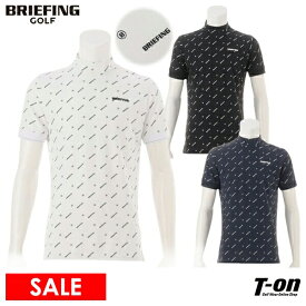 ブリーフィング ゴルフ BRIEFING GOLF メンズ ハイネックシャツ 半袖 モックネック ロゴデザイン MONOGRAM HIGH NECK ロゴワッペン 【送料無料】 2024 春夏 新作 ゴルフウェア