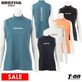 ブリーフィング ゴルフ BRIEFING GOLF レディース ハイネックシャツ ノースリーブ リブラインデザイン ロゴプリント NO SLEEVE HIGH NECK 【送料無料】 2024 春夏 新作 ゴルフウェア