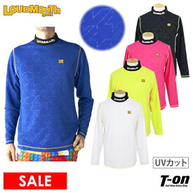 【30％OFF SALE】ラウドマウス ゴルフ LOUDMOUTH GOLF 日本正規品 日本規格 メンズ ハイネックシャツ 長袖 モックネックシャツ 配色リブ衿 エンボスジャージ素材 凹凸感 ハウンドトゥース柄 UVカット ロゴ刺繍 M〜3Lまでご用意 【送料無料】 2025 秋冬 新作 ゴルフウェア