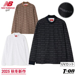 ニューバランス ゴルフ new balance golf メンズ ハイネックシャツ 長袖 モックネックシャツ ストレッチ UVカット 吸水速乾 衿リブ ロゴプリント総柄 デザイン M〜3Lまで 【送料無料】 2025 秋冬 新
