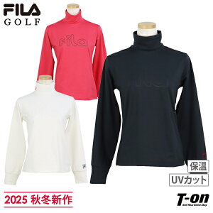 フィラ フィラゴルフ FILA GOLF レディース ハイネックシャツ 長袖 モックネックシャツ 保温 防寒 裏微起毛 UVカット ストレッチ スムース素材 ロゴプリント 2025 秋冬 新作 ゴルフウェア 【送料