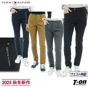 トミー ヒルフィガー ゴルフ TOMMY HILFIGER GOLF 日本正規品 レディース パンツ ロングパンツ ストレッチツイル素材 ウエスト後ろトリコロールゴム テーパードシルエット リベットデザイン ロゴ