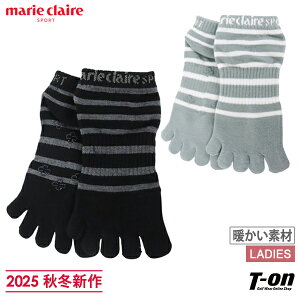 マリクレール マリ・クレール スポール marie claire sport レディース ソックス 5本指ソックス スニーカー丈ソックス アンクル丈ソックス 吸湿 発熱 消臭 ボーダー柄 ジャガードロゴ 2025 秋冬 新