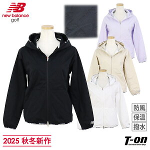 ニューバランス ゴルフ new balance golf レディース ブルゾン パーカー ストレッチ 防風 撥水 保温 ダイヤキルト ロゴ圧着素材 フルジップフーディ ロゴプリントバインダーデザイン 【送料無料