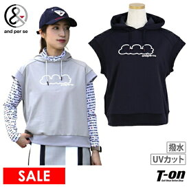 【20％OFF SALE】アンパスィ and per se レディース パーカー ベスト 半袖 フレンチスリーブ トレーナー スウェットプルオーバー UVカット 撥水 ロゴプリント 【送料無料】 2025 秋冬 新作 ゴルフウェア