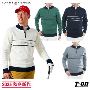 トミー ヒルフィガー ゴルフ TOMMY HILFIGER GOLF 日本正規品 メンズ セーター ハーフジップ モックネックニット フロントロゴ刺繍 襟内側ストライプデザイン ハイネックにもなる 【送料無料】 20
