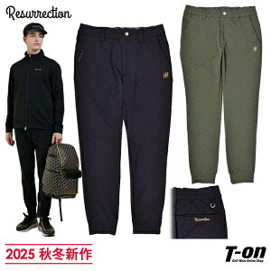 レザレクション Resurrection メンズ パンツ ロングパンツ ジョガーパンツ ストレッチ ウエスト伸縮 レザレクション柄ジャガード 総柄 幾何学柄 ゴールドロゴ 【送料無料】 2025 秋冬 新作 ゴル