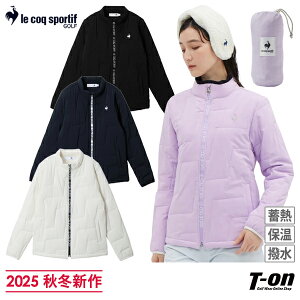 ルコックスポルティフ ゴルフ ルコック le coq sportif GOLF レディース ブルゾン 中綿入り 保温 蓄熱 撥水 防風 幾何学柄キルトデザイン ファスナーロゴプリント コンパクト収納可 M〜3Lまで 【送