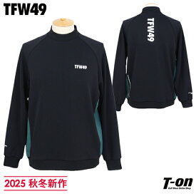 ティーエフダブリュー フォーティーナイン TFW49 メンズ トレーナー ハイネック ジャージ素材 ストレッチ 裾リブ切替 配色デザイン ロゴプリント LIGHT CARDBOARD 【送料無料】 2025 秋冬 新作 ゴルフウェア