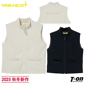 ビバハート VIVA HEART レディース ベスト フルジップベスト フェイクファーポケットデザイン ストレッチ グログランジャージ素材 裏地付き バックロゴ刺繍 【送料無料】 2025 秋冬 新作 ゴルフ