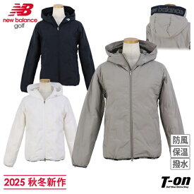 ニューバランス ゴルフ new balance golf レディース ブルゾン フード付き 中綿入り ダウン混紡 保温 防寒 防風 撥水 圧着デザイン ロゴバインダー ロゴプリント 【送料無料】 2025 秋冬 新作 ゴルフウェア