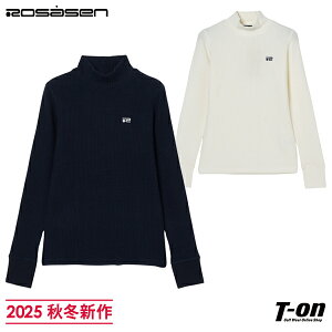 ロサーセン ROSASEN レディース ハイネックシャツ 長袖 インナーシャツ モックネックシャツ ワッフル調 ストレッチ ロゴ刺繍付 アンダーウェア 【送料無料】 2025 秋冬 新作 ゴルフウェア