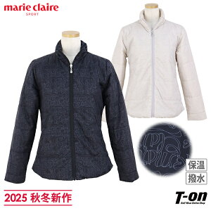 マリクレール マリ・クレール スポール marie claire sport レディース ブルゾン 中綿入り フルジップブルゾン 保温 防寒 撥水 リボンロゴ柄 総柄プリント M〜3Lまでご用意 2025 秋冬 新作 ゴルフウ
