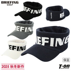 【大感謝祭P10倍】ブリーフィング ゴルフ BRIEFING GOLF メンズ レディース サンバイザー ニットバイザー 内側起毛素材 保温 ビッグロゴジャガード KNIT VISOR 2025 秋冬 新作 ゴルフ