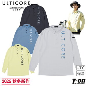 アルティコア ブリヂストン ゴルフ ULTICORE BRIDGESTONE GOLF メンズ ポロシャツ 長袖 台衿付きシャツ +3℃ 保温 3Dパターン設計 ロゴプリント M〜3Lまでご用意 【送料無料】 2025 秋冬 新作 ゴルフウ