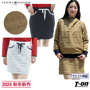 トミー ヒルフィガー ゴルフ TOMMY HILFIGER GOLF 日本正規品 レディース スカート ストレッチ ウエスト伸縮 ロゴキルトジャガード 配色パイピング ミニフラッグ刺繍付 【送料無料】 2025 秋冬 新