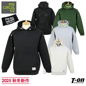 ピーダブリュサーキュラス PW CIRCULUS メンズ パーカー ネックウォーマ付フーディ フード付きトレーナー ダンボールニット素材 サイドファスナー仕様 エンボスロゴ グラフィックプリント 【