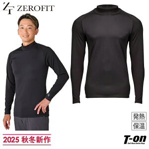 ゼロフィット ZEROFIT メンズ アンダーウェア ハイネックシャツ 長袖 インナーシャツ 速暖 ヒートラブムーブプラス 発熱 保温 裏起毛 異素材切替 ラグランスリーブ モックネック ロゴプリント