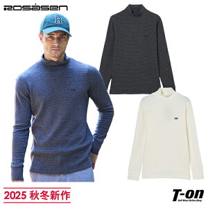ロサーセン ROSASEN メンズ ハイネックシャツ 長袖 モックネックシャツ インナーシャツ 微起毛ワッフル素材 ストレッチ ロゴ刺繍付 アンダーウェア 【送料無料】 2025 秋冬 新作 ゴルフウェア