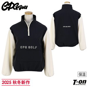 シーピージー ゴルフ CPG GOLF レディース ブルゾン プルオーバー式 ブルゾン スニードジャック ハーフジップアップ 異素材切替 身頃裏起毛 袖裏地付き フロントフラップ付きポケット ロゴ刺