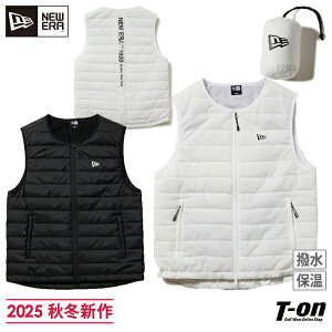 ニューエラ ゴルフ ニューエラ NEW ERA 日本正規品 メンズ ベスト ジップアップベスト 中綿入り ノーカラー 撥水 保温 防寒 一部裏起毛 ロゴプリント M〜3Lまでご用意 【送料無料】 2025 秋冬 新