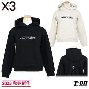キックスリー KI-XXX THREE レディース パーカー フード付きトレーナー 裏フリース 保温 防寒 バックプリーツデザイン ロゴプリント 【送料無料】 2025 秋冬 新作 ゴルフウェア