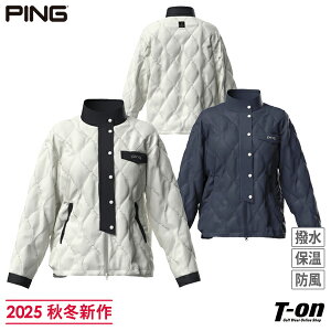 ピン PING レディース ブルゾン スタンドカラー 中綿入り 撥水 保温 防風 ストレッチタフタ素材 ひょうたんキルトデザイン 胸ポケット ロゴ刺繍 【送料無料】 2025 秋冬 新作 ゴルフウェア