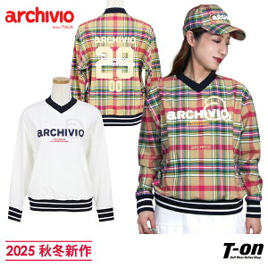 アルチビオ archivio レディース ブルゾン Vネック スニードジャック ストレッチ ロゴチェック柄 ロゴプリント ポーチ付き 【送料無料】 2025 秋冬 新作 ゴルフウェア