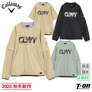 キャロウェイ アパレル キャロウェイ ゴルフ Callaway APPAREL メンズ ブルゾン クルーネック スニードジャック 半袖にもなる 2WAY ストレッチ 起毛一体型メッシュ裏地 保温 撥水 プルオーバー式