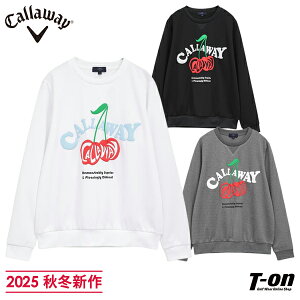 キャロウェイ アパレル キャロウェイ ゴルフ Callaway APPAREL レディース トレーナー クルーネックスウェット プルオーバー さくらんぼ チェリー ロゴプリント 薄手トレーナー 薄手スウェット