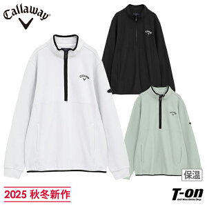 キャロウェイ アパレル キャロウェイ ゴルフ Callaway APPAREL メンズ トレーナー ハーフジップシャツ モックネックにもなる 裏微起毛 保温 ストレッチ ロゴプリント 配色パイピング M〜3L 【送料