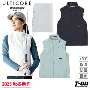 アルティコア ブリヂストン ゴルフ ULTICORE BRIDGESTONE GOLF レディース べスト 中綿ベスト ストレッチ 保温 撥水 防風 +3℃ 暖かな素材 コーデュラナイロン素材 立体パターン設計 ロゴプリント M