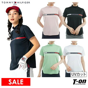 【40%OFF SALE】トミー ヒルフィガー ゴルフ TOMMY HILFIGER GOLF 日本正規品 レディース ハイネックシャツ 半袖 モックネックシャツ UVカット 吸水速乾 トリコロールラインロゴ 裾ラウンドカットデ