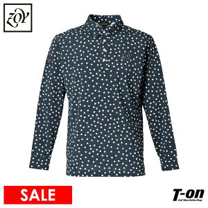 【30%OFF SALE】ゾーイ ZOY メンズ ポロシャツ 長袖 吸水速乾 エコ素材 ドットプリント 手描き風ドット柄 総柄プリント ロゴワッペン付 【送料無料】 ゴルフウェア