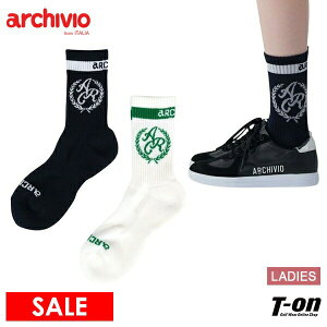 【20%OFF SALE】アルチビオ archivio レディース ソックス ミドルソックス 厚底パイルクッション リブソックス エンブレムロゴジャガード ゴルフ