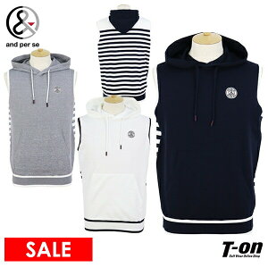【20%OFF SALE】アンパスィ and per se メンズ ベスト ニットベスト フード付き アクティブニット 無地×ボーダー柄 後ボーダーデザイン 軽量 カンガルーポケット ロゴワッペン 【送料無料】 ゴ