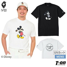 【タイムセール 8/18 13:00迄 20％OFF】V12 ゴルフ ヴィ・トゥエルブ メンズ ハイネックシャツ 半袖 モックネックシャツ 吸水速乾 ディズニーコレクション ミッキーマウス バックロゴデザイン M〜3L 【送料無料】 2025 春夏 新作 ゴルフウェア