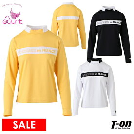 【50％OFF SALE】クランク CLUNK 日本正規品 レディース ハイネックシャツ 長袖 モックネックシャツ 吸汗速乾 脇下メッシュ素材 汗染み対策 バイカラーデザイン ロゴプリント ゴルフウェア 【送料無料】