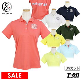 【20％OFF SALE】アンパスィ and per se レディース ポロシャツ 半袖 UVカット 吸汗速乾 ストレッチ 鹿の子素材 バックロゴプリント ゴルフウェア 【送料無料】