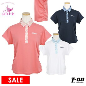 【50％OFF SALE】クランク CLUNK 日本正規品 レディース ポロシャツ 半袖 吸汗速乾 高通気 小花柄ディテール サイドドレープデザイン 脇下メッシュ切替 汗染み対策 ゴルフウェア 【送料無料】