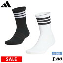 【タイムセール 8/18 13:00迄 30％OFF】アディダス アディダスゴルフ adidas Golf 日本正規品 メンズ ソックス ハーフクルー丈 ショート丈 一部厚底パイルクッション 3ラインデザイン 2025 春夏 新作 ゴルフ