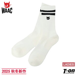 ワック WAAC 日本正規品 レディース ソックス ミドルソックス リブソックス 一部厚底パイルクッション ラインデザイン ワッキーロゴ刺繍 2025 秋冬 新作 ゴルフ