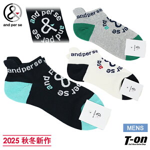 アンパスィ and per se メンズ ソックス アンクル丈ソックス スニーカー丈ソックス 厚底パイルクッション サークルロゴジャガード 2025 秋冬 新作 ゴルフ